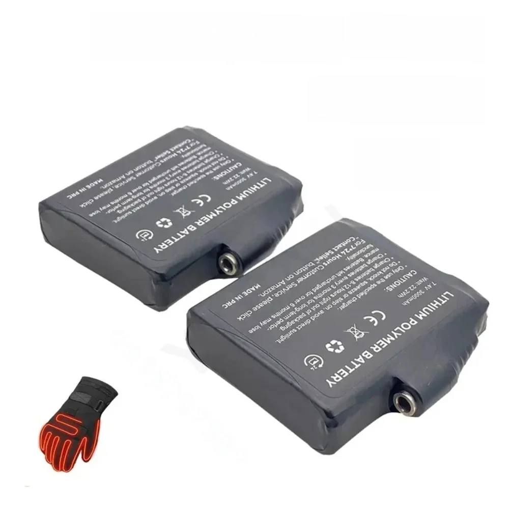 Batterie de gants chauffants 7.4V 3000mah batterie au Lithium polymère pour gilet chauffant, chaussettes, batterie chauffante antigel d'hiver 755060 -2S