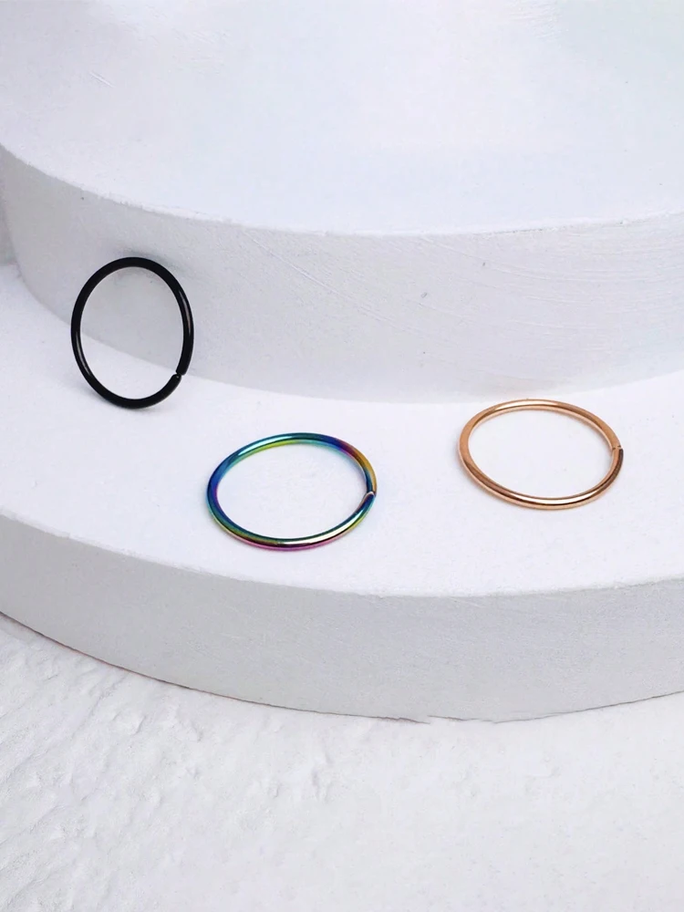 Anneaux de nez plaqués or 14 carats, 3 pièces, cerceaux pour femmes/hommes, calibre 22, 8mm, petits bijoux de perçage de nez fins, petit Septum Cartilage Helix
