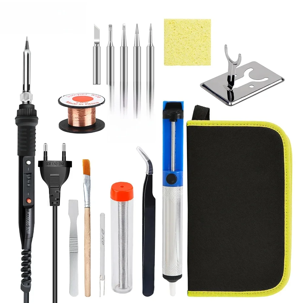 80W Electric Soldering Iron Kit Temperature Adjustable 220V 110V Welding Tools Set Soldering Flux Soldering Tips Rework Station
