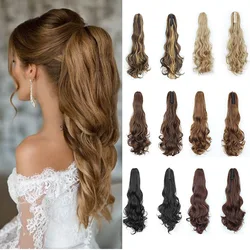 Synthetic Claw Clip in Ponytail Extensions 24 Inch Long Curly Wavy Ponytail Hair Extension Clip on Ponytails Hairpiece For Women