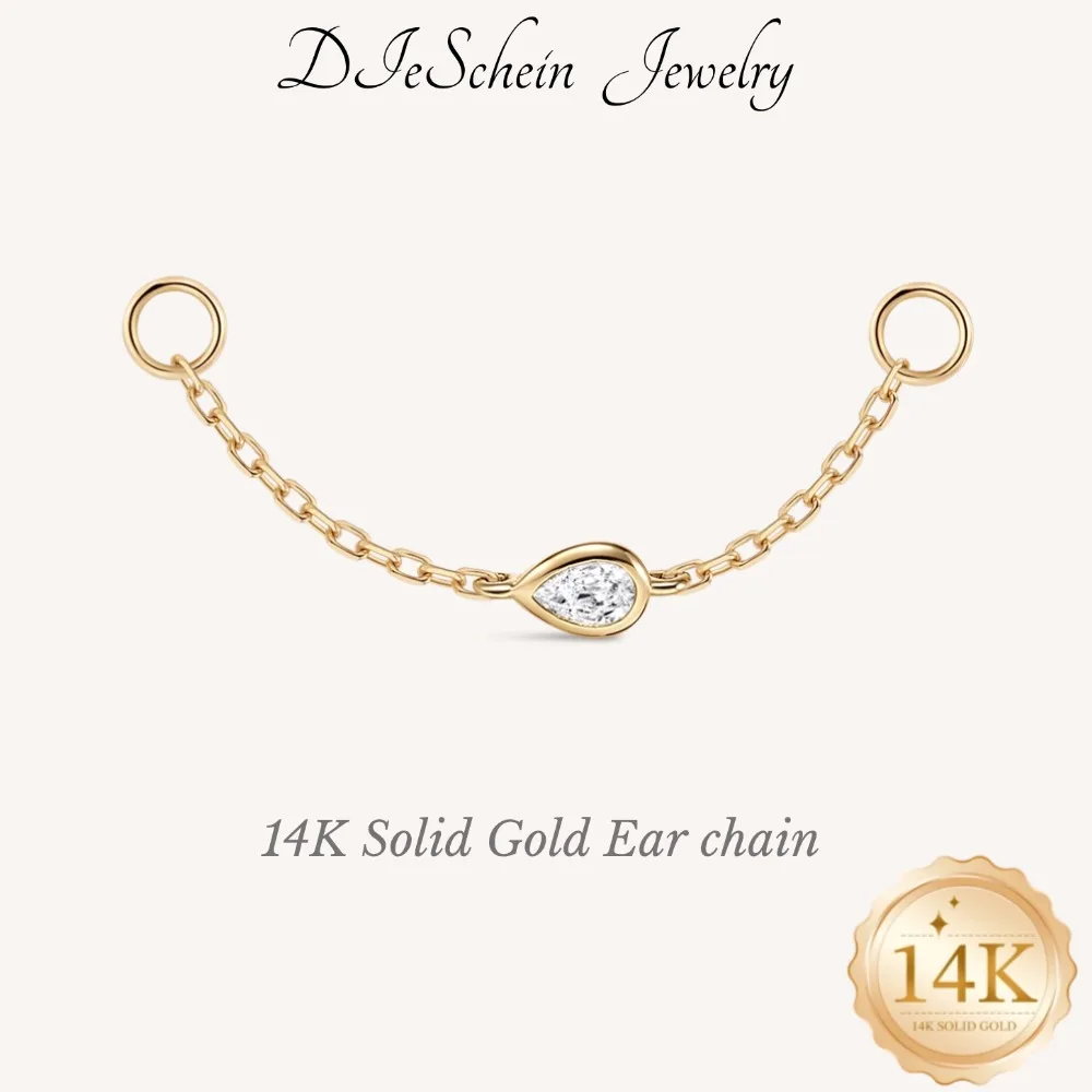 DIeSchein 14K Solid Gold Piercing Earrings for Gifts Genuine 14k Gold hoop Earring Jewelry Women for Wedding Birthday Gifts 