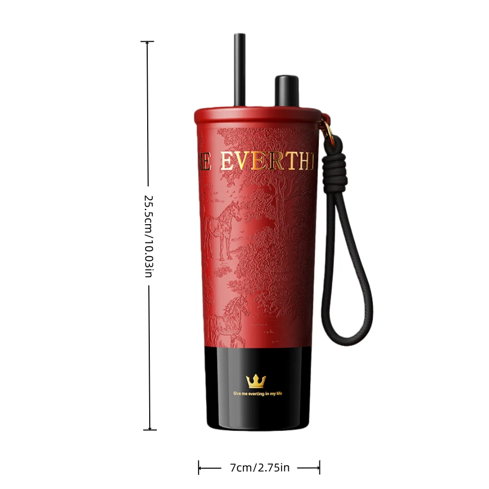 1Pc 2026 New Model Straw Insulated Cup 710ml Large Capacity Stylish Coffee Cup Portable Travel Car Ice Cup