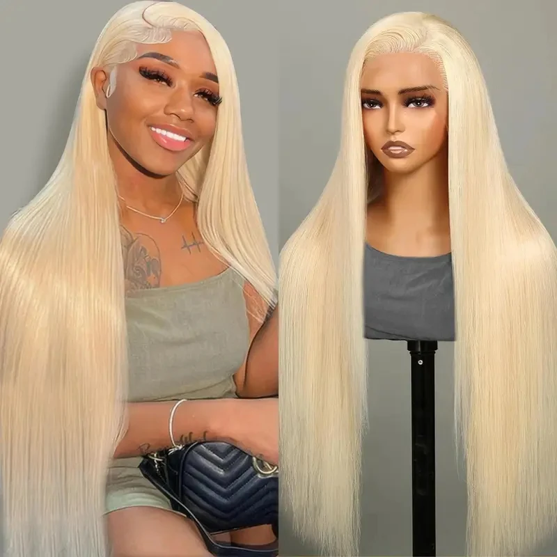 

Alimice 613 13x4 Blonde Lace Front Wig Human Hair Straight Lace Front Wigs Human Hair Pre Plucked with Baby Hair 180% Density