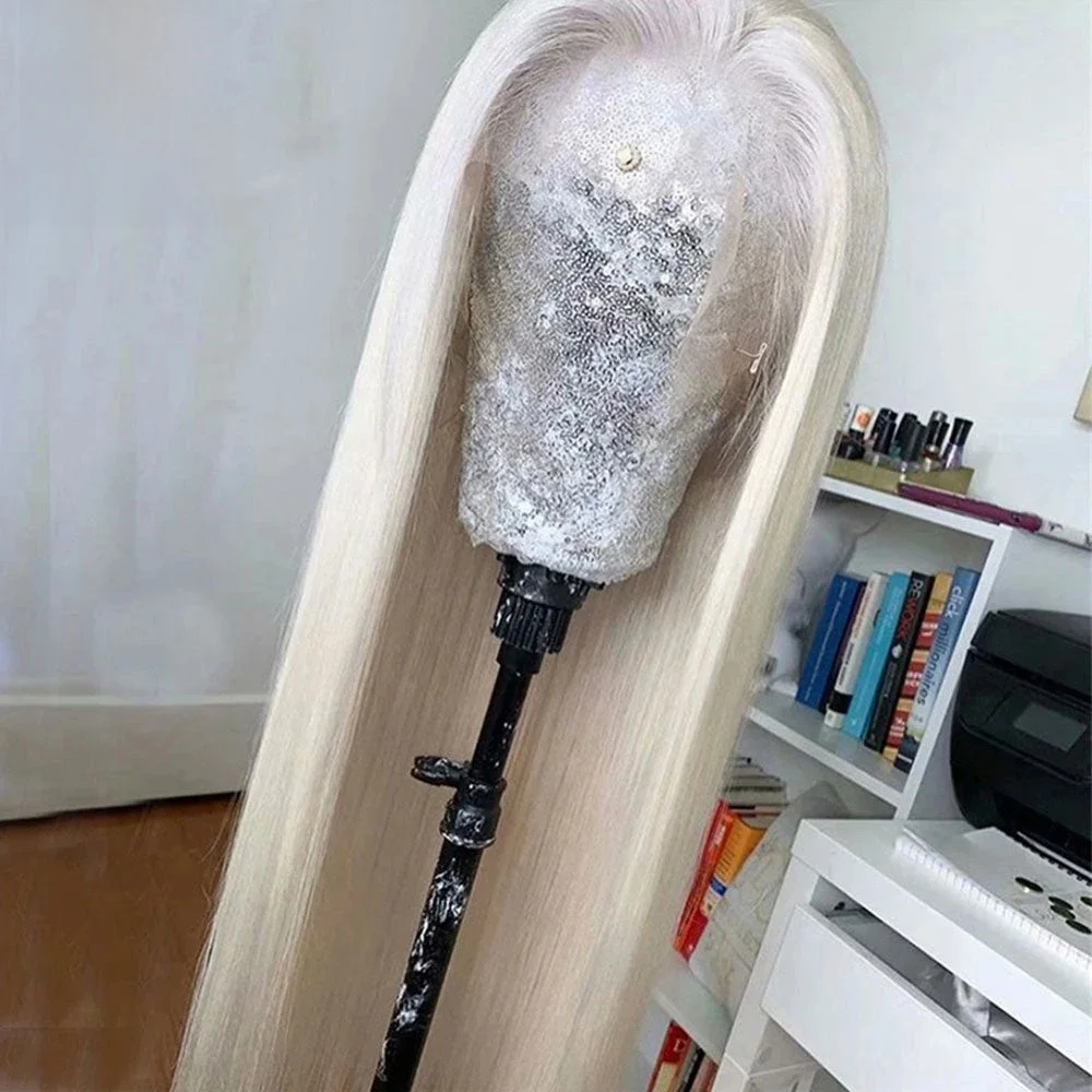 # 60 Kleur Platina Asblonde Kant Voor Pruiken Menselijk Haar Wit 13X4 13X6 Hd Transparant Kant frontale Pruik Voor Vrouwen Pre Geplukt - afbeelding 2