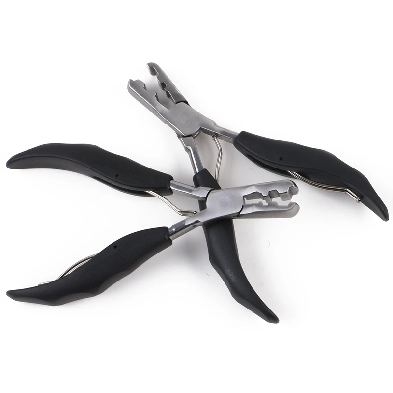 

stock 1Pc Black Flat Shape Plier with Small Grooves Pre-Bonded Hair Extension Clamp