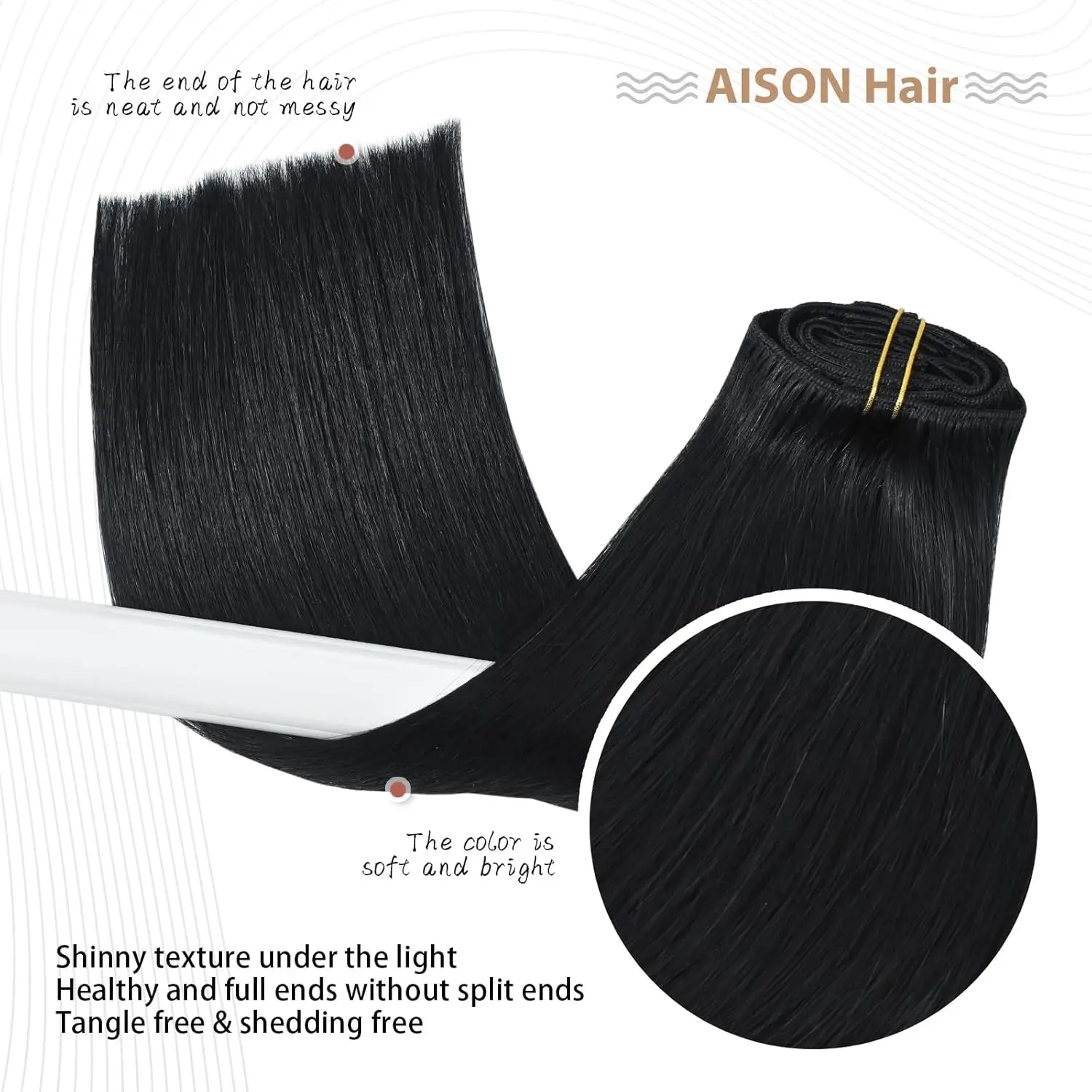 Natural Black Clip in Hair Extensions Real Human Hair 100% Remy Human Hair Clip in Extensions Soft Silky Straight