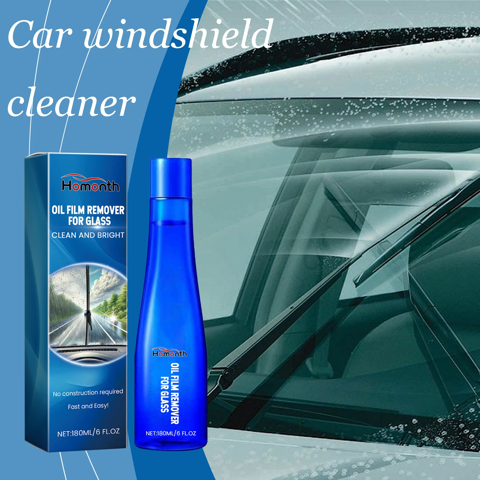 

Средство для удаления масляной пленки с лобового стекла, 180 мл, очистка и восстановление прозрачности, придание блеска, улучшение обзора, защита от дождя, для ухода за автомобильным стеклом