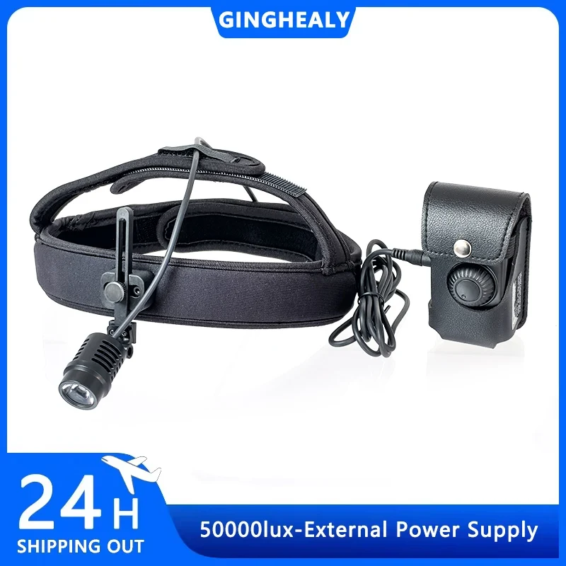 Ginghealy 5W clip-up LED head-mount Headlight Adjustable High-Brightness Focused Spot Clamp-On with 4-Hour Battery Life