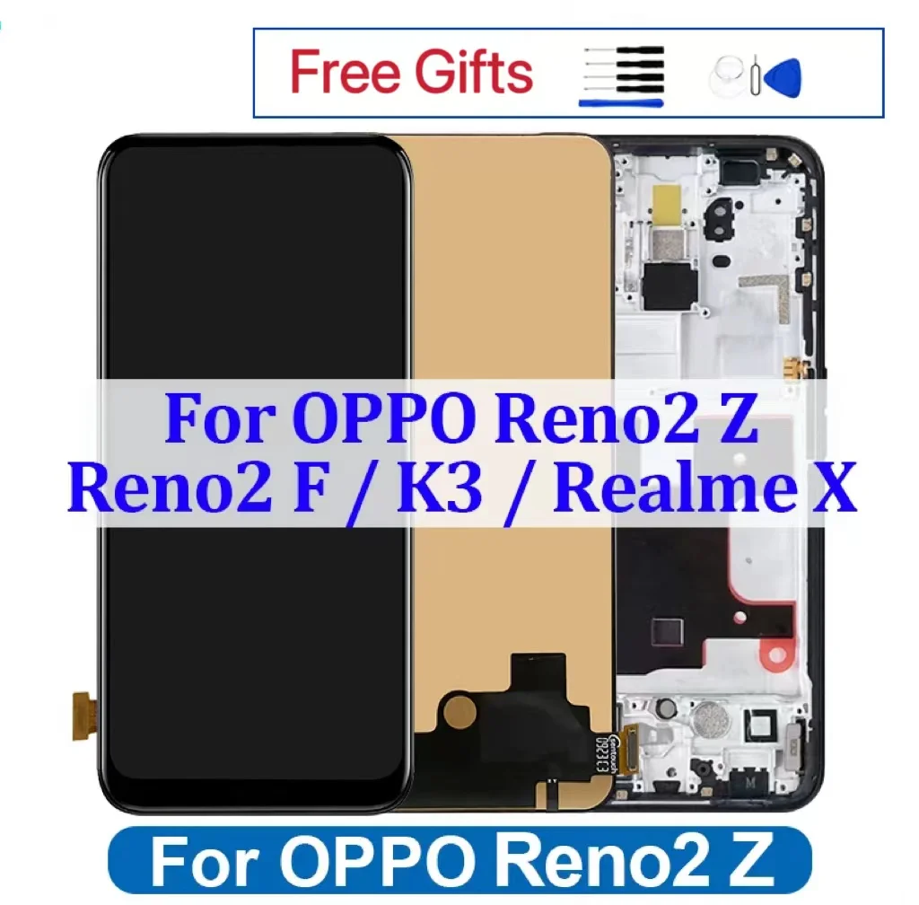 

6.53'' LCD For OPPO Reno2 F Reno 2 Z K3 Display Touch Screen For Realme X Digitizer Assembly Replacement Repair With Frame Test