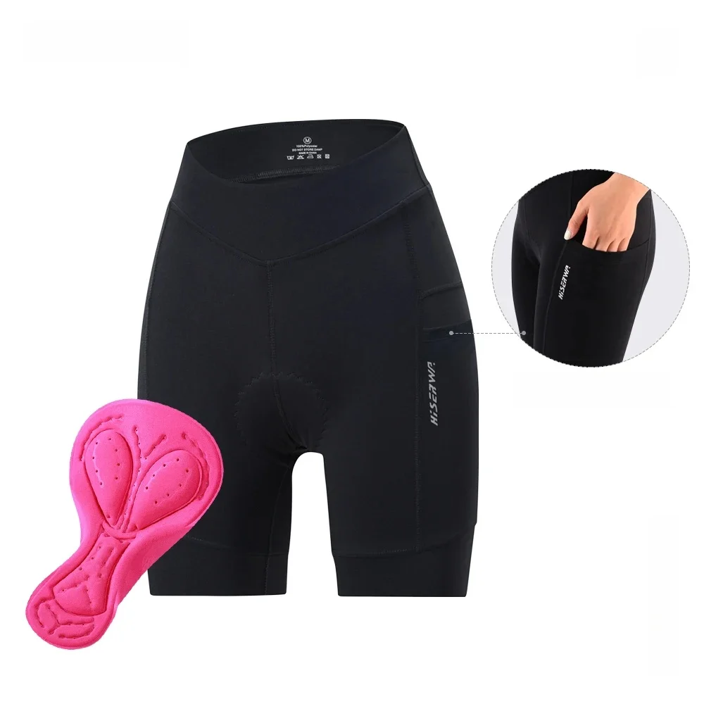 AliExpress HISERWA Women Cycling Shorts High Quality Road Bike Shorts With Pockets 3D Shockproof Pad Cycling Shorts MTB Bicycle Pant