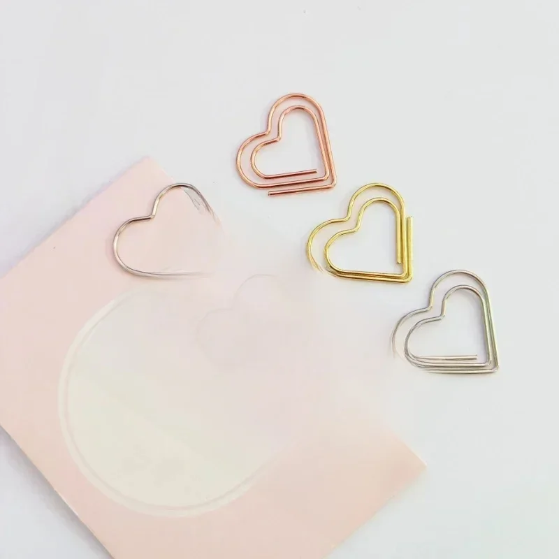 50 stks/pak Harten Metalen Clips Mini Papers Bindmiddel Clip Bladwijzer Boek Binding Notebook Decor Briefpapier School Bindtoebehoren - afbeelding 2