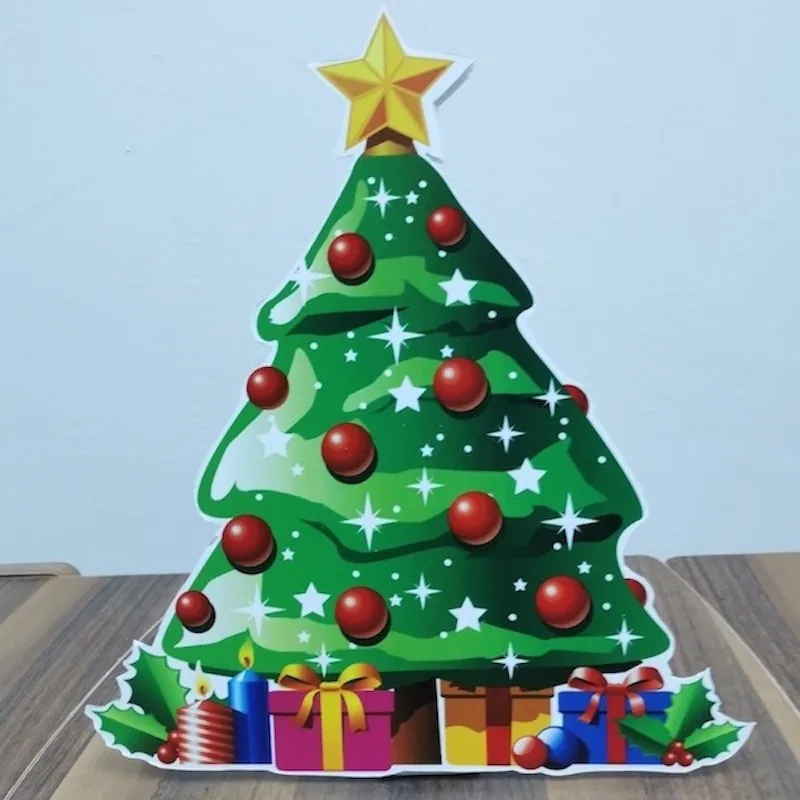 Christmas Tree Foam-board Cutout Standee with Cardboard Stand, Noel Concept Party Supplies Accessories, Happy New Year