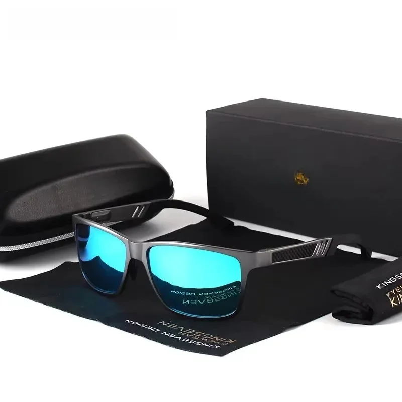 KINGSEVEN Heren gepolariseerde zonnebril Aluminium Magnesium zonnebril Rijbril Rechthoekige zonnebril voor heren Oculos masculino Man - afbeelding 2