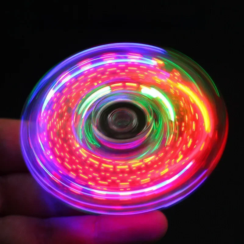 Kristall leuchtendes LED-Licht Fidget Spinner Hand Top Spinner Glow in Dark EDC Stress Relief Toys