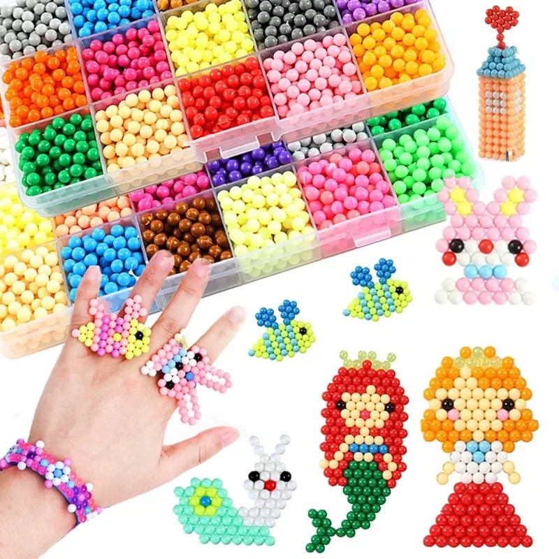 Ensemble de jouets de perles collantes d'eau magiques, bricolage fait à la main pour enfants, pulvérisation d'eau, perles de cristal magiques, Puzzle, Kits artisanaux, jouets éducatifs pour enfants