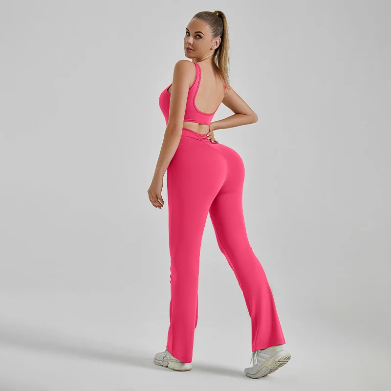 PINGNIAO Hollow Backless Tight Sports Jumpsuit Lifting Hips Women's Fitness Suit One-piece Sports Suit Sleeveless Yoga Clothes