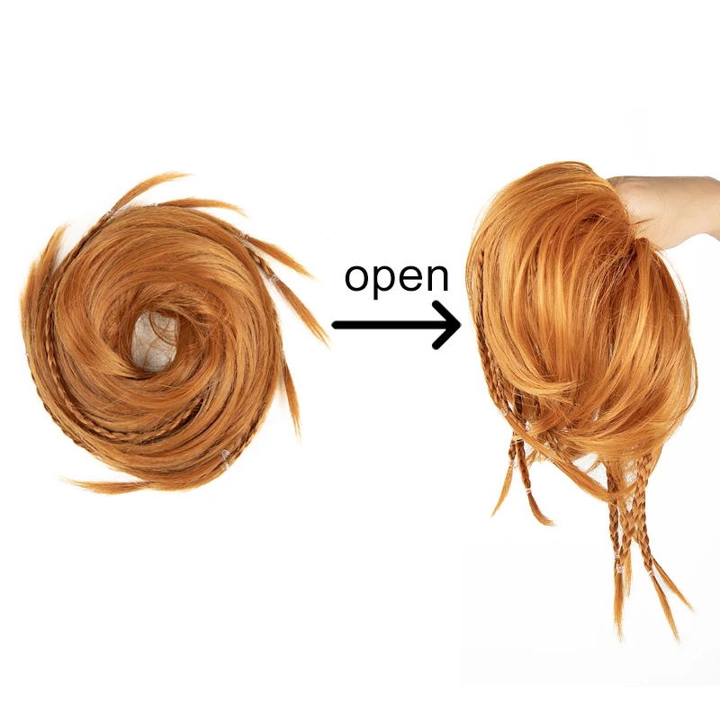 Cabelo desgrenhado bagunçado coque de borracha scrunchie sintético ondulado extensões de coque elástico chignon instantâneo rabo de cavalo updo para mulher