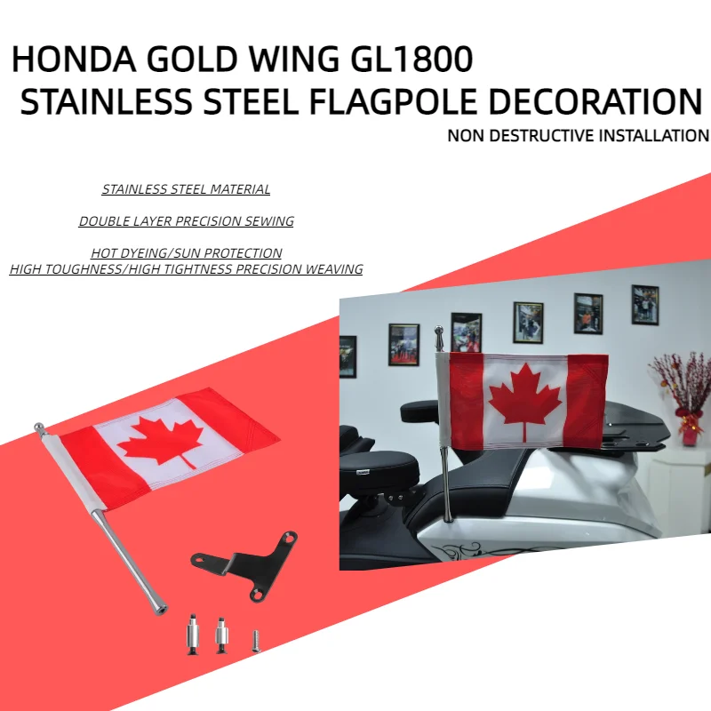 

PANICAL - For Honda Motorcycle Gold Wing GL1800 Tour tools Flagpole Motorcycle Flag Group 2021+ Canada Flag Flagpole motocross