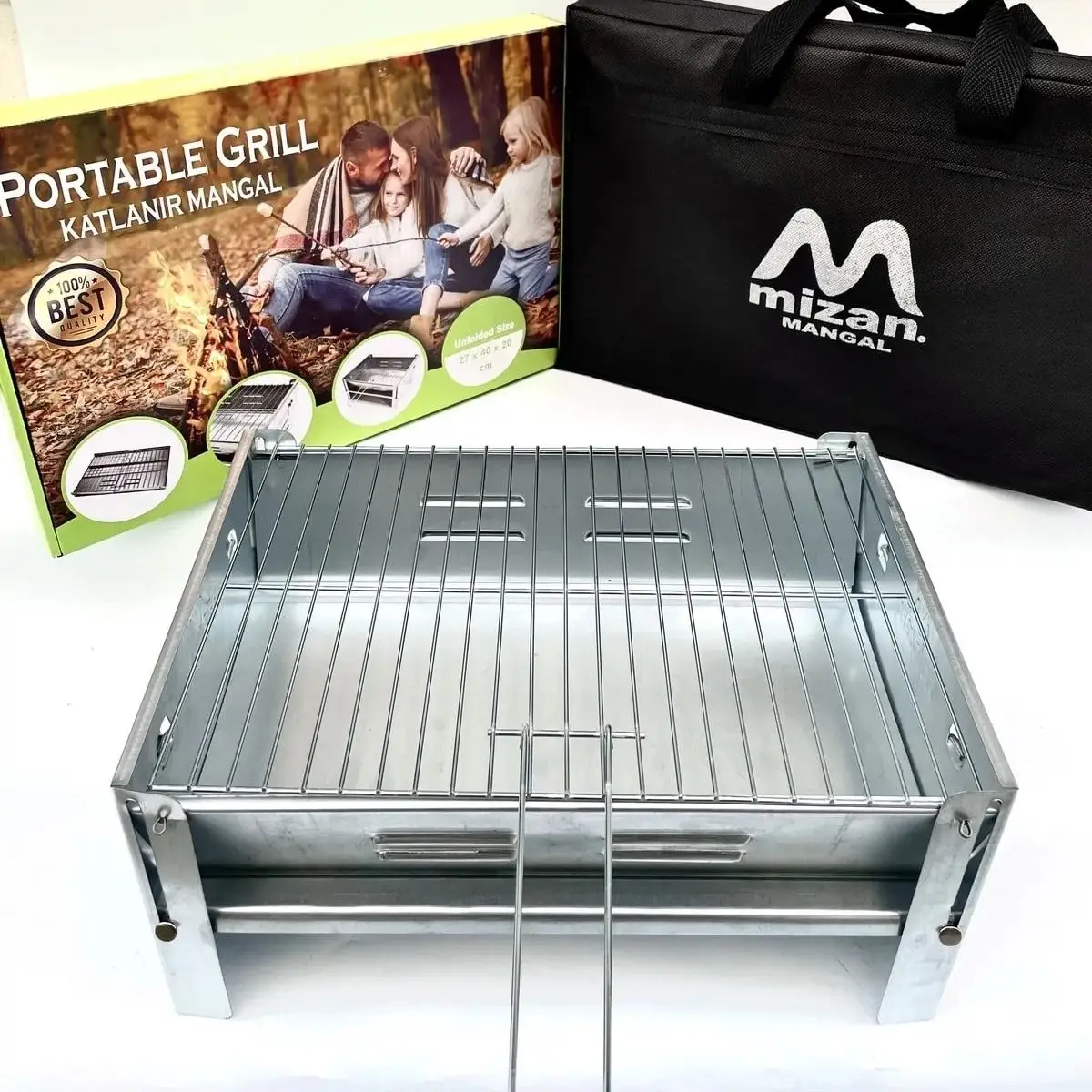 

Portable Outdoor Bbq Grill with Bag Foldable Multifunction Galvanized Barbecue Picnic Camping Heating Stoves