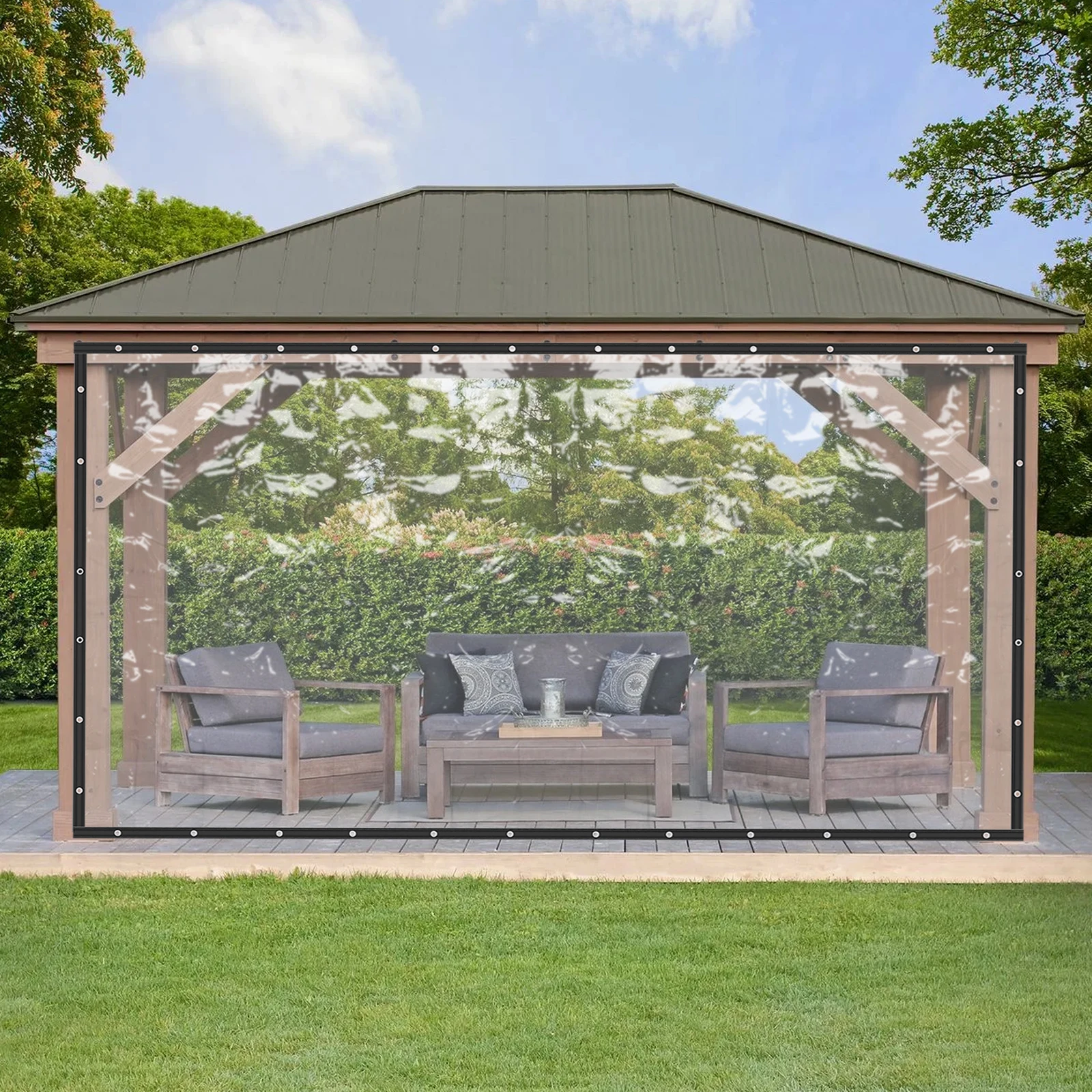 Commercial Grade PVC Outdoor Clear Tarp,Waterproof Curtain Awning Canopy Patio Enclosure Tent, Clear Vinyl Tarp for Patio, Outdoor Clear Tarp Curtain
