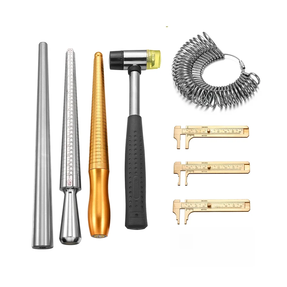 10 Style Finger rozmiary urządzenia pomiarowe drążek metalowy pierścień Sizer pierścień kij powiększalnik trzpień Gauge narzędzia zestaw do tworzenia biżuterii — zdjęcie 2