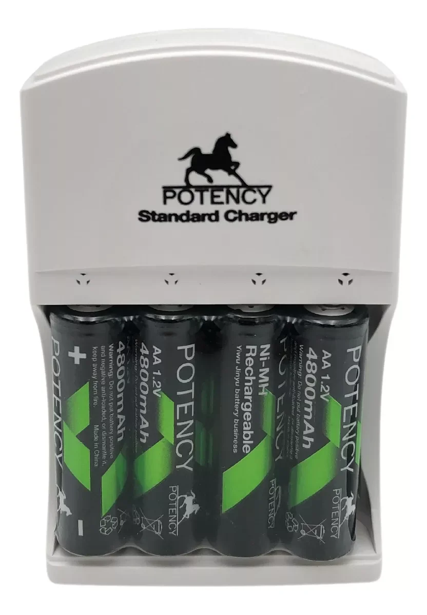 Kit Carregador + 4 Pilhas Aa 4800 mah Recarregável