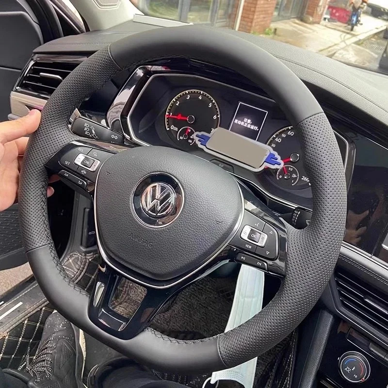 Für Volkswagen VW Golf7 Mk7 Touran Up Neue Polo Jetta Passat B8 Tiguan Auto Lenkrad Geflecht Abdeckung Schwarz Kunstleder