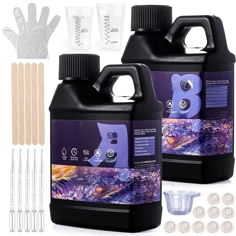 Kit de résine époxy 1:1 Easy Mix, transparent, sans jaunissement, sans bulle, résine de moulage et de revêtement auto-nivelante pour la fabrication de bijoux à faire soi-même