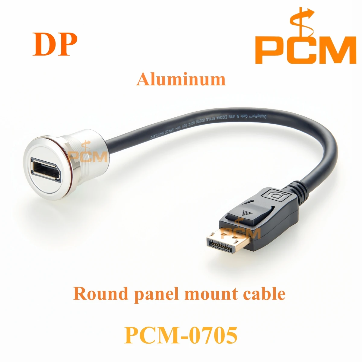 Aluminum round panel mount extension wire DisplayPort female to male cable For video signal transmission of monitors