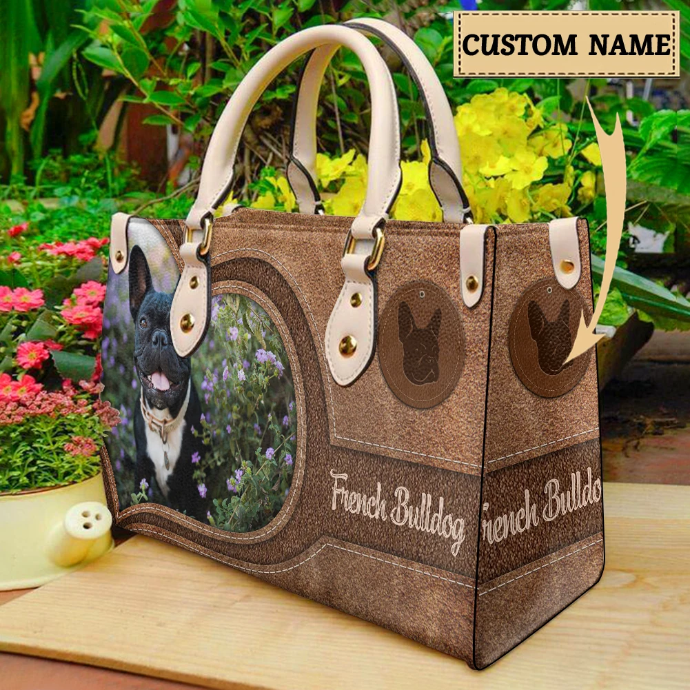 Dachshund French Bulldog Personalized Dog Name Shoulder Bag Female Luxury Casual Tote Bags Girls Daily Street Shopping Handbags