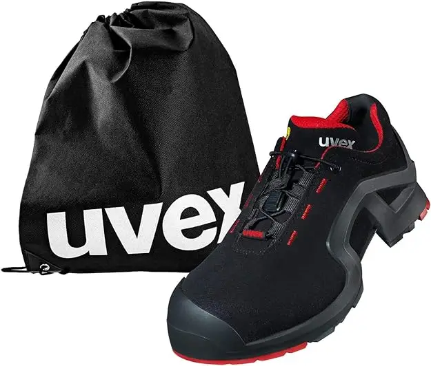 Uvex 8516 X Tended Support Safety Trainer S3 SRC ESD Work Shoes with Metalfree Toe Cap Black Red