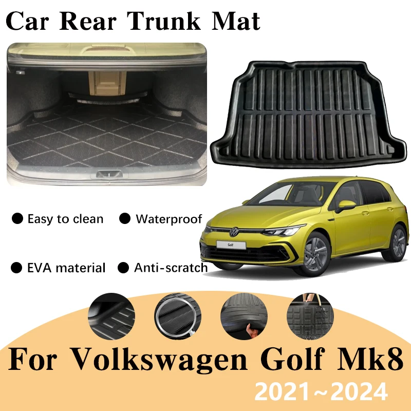 

EVA for Volkswagen Golf Mk8 2021~2024 VW Golf8 8 Car Trunk Mats Floor Waterproof Liner Cargo Boot Carpet Part Sticker Accesories