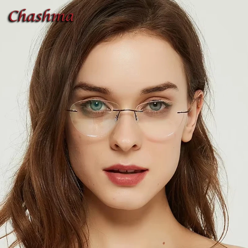 

Chashma Prescription Glasses Women Rimless 2 G Titanium Eyeglasses Frames Men Ultra Light Optical Gradient Color Lenses for RX