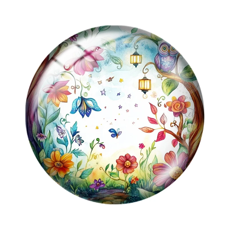Enchanted Garden Realms 10pcs 12mm/18mm/20mm/25mm Round photo glass cabochon flat back Making findings for bracelets
