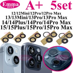 5set Back Camera Glass for iPhone 15 Plus 14Pro 13 12 11 ProMax XS 7  8 Rear Camera Cover Lens Sticker Adhesive
