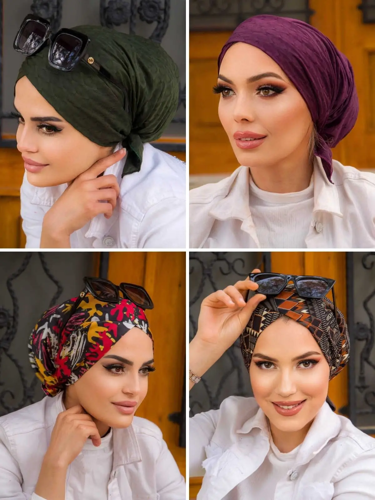 Cross Bonnets, Patterned Bonnet Muslim Fashion Shawl Casual Bonnet Summer Clothing Muslim Woman