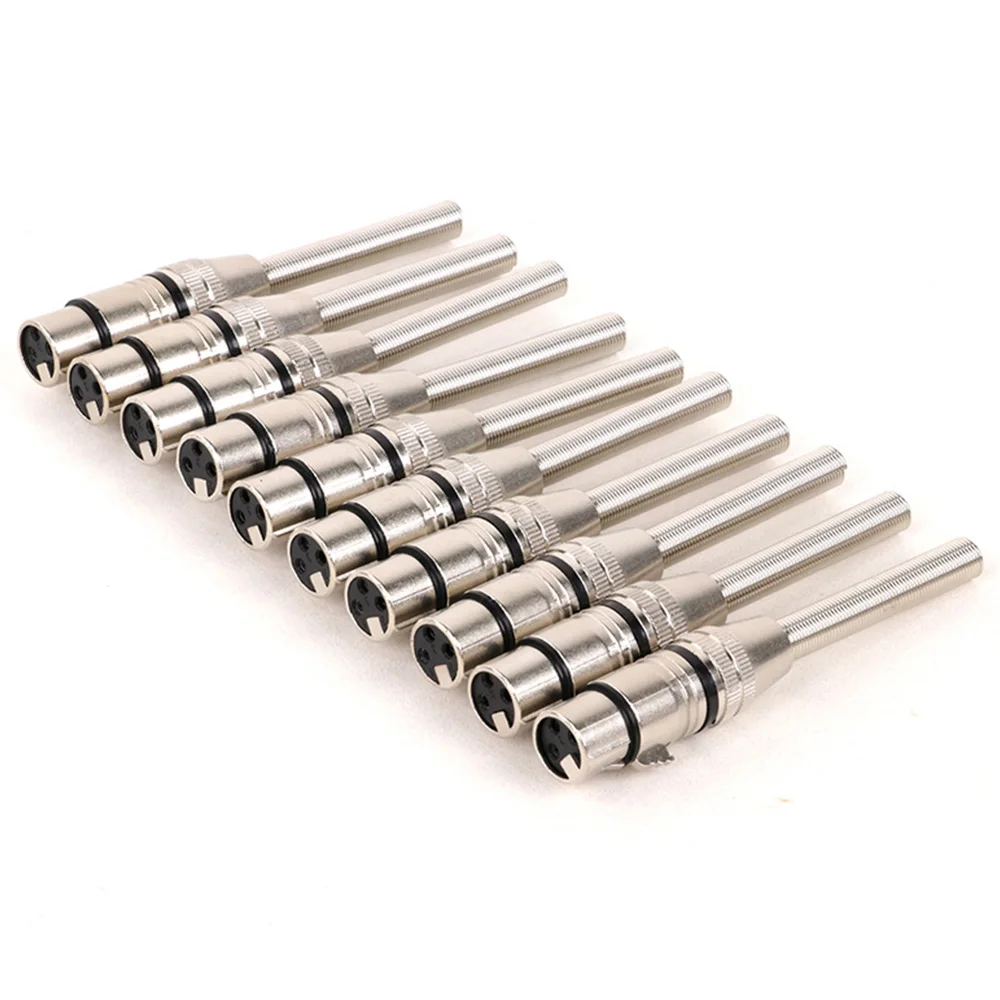 10pcs 3Pin XLR Male/Female Wire Connector Solder Type Audio Socket Microphone Line Plug Zinc Alloy Housing Silver Plated Contact