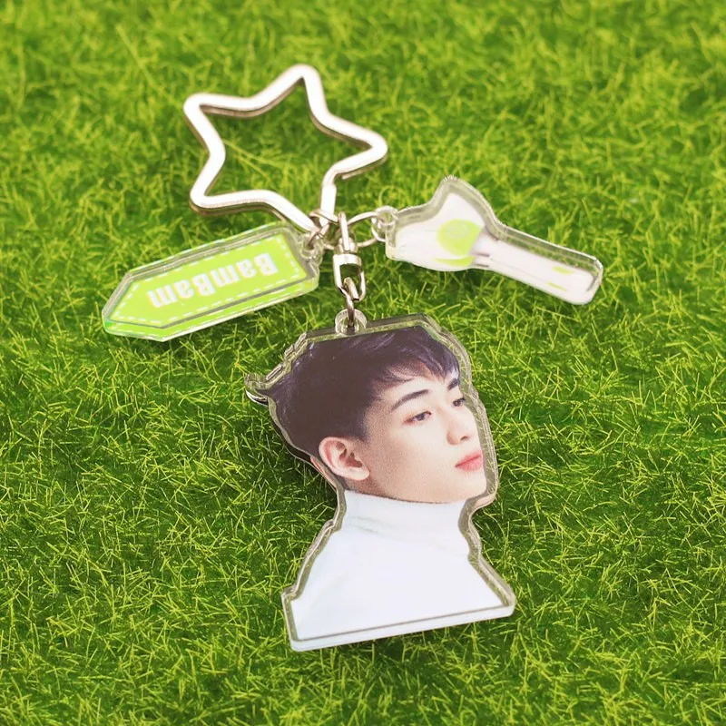 KPOP GOT7 Acrylic Keychain Pentagram Keyring With 3 Pendant Bag Accessories Jackson YoungJae BamBam YuGyeom Fans Collection Gift