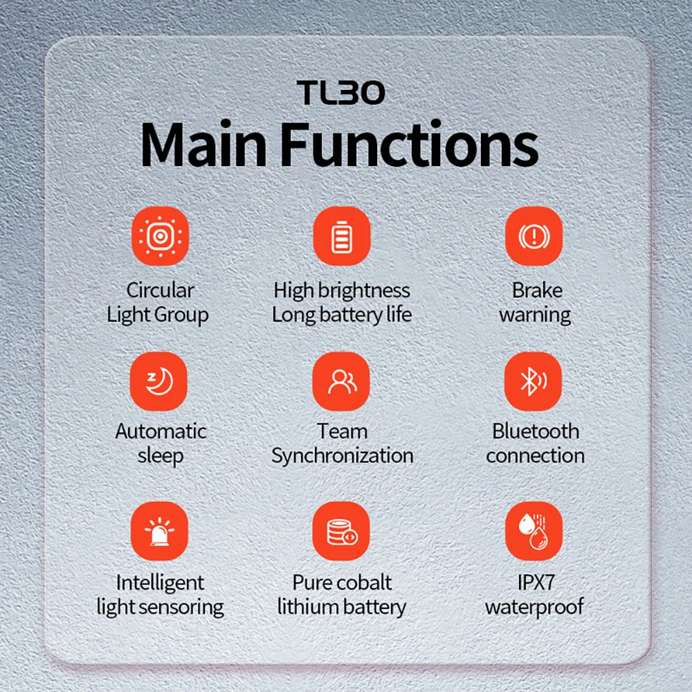 iGPSPORT-luz trasera inteligente TL30 para bicicleta, lámpara de advertencia de freno, resistente al agua, 6 modos, accesorios para ciclismo