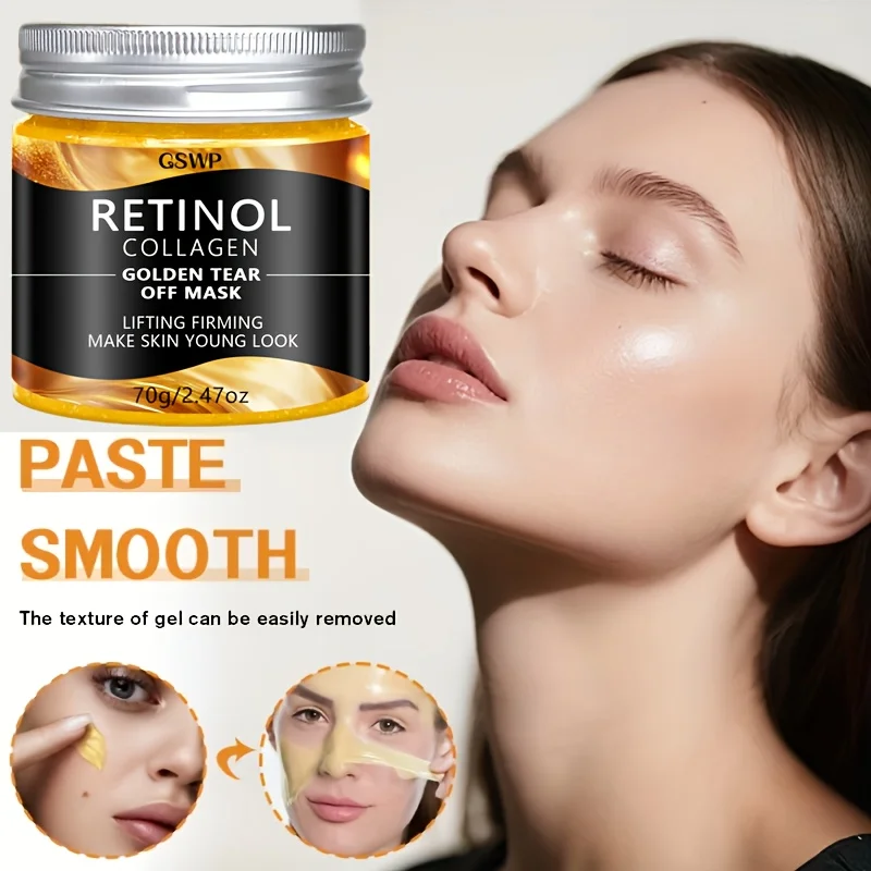 

GSWP Retinol Collagen Golden Peel-Off Mask. Deeply hydrates, leaving skin appearing brighter.70g/140g