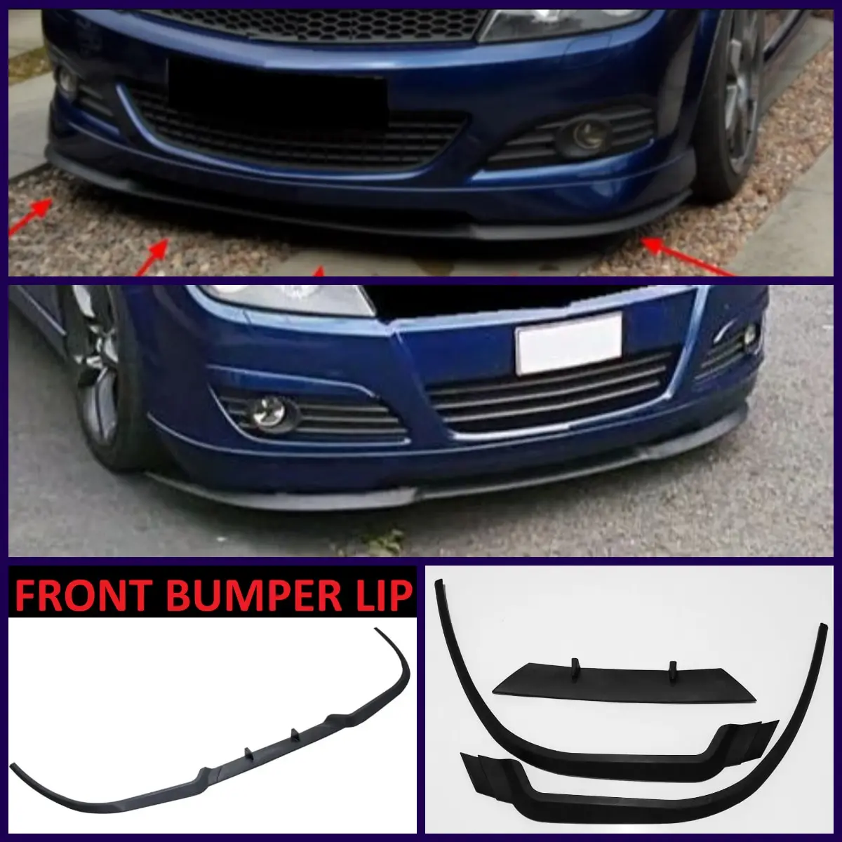 For Opel Astra H CUPRA R FRONT SPOILER BUMPER LIP Euro Spoiler Lip Universal 3 pcs Body Kit Splitter Car Accessories Protector