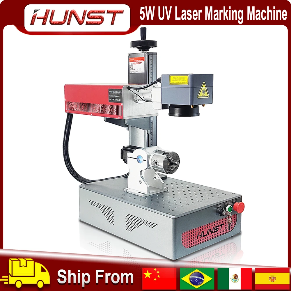 HUNST 5W UV Laser Marking Machine Industrial CNC Laser Engraver for All Materials Glass Silicone Metal Wood Plastic Leather