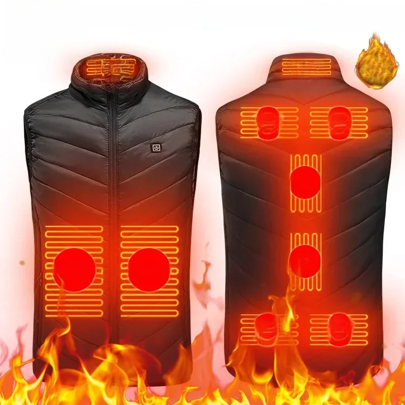 AliExpress X-TIGER 9 Areas Heated Vest Winter Heated Jacket USB Electric Heating Vest Motorcycle Cycling Heating Jacket Heated Clothing