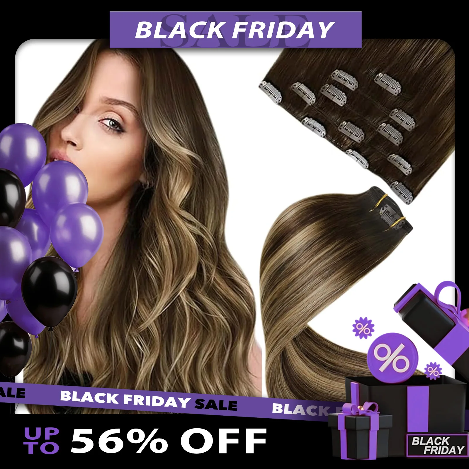 

LaaVoo Зажим для наращивания волос 100% настоящие человеческие волосы Натуральные прямые настоящие зажимы Remy с двойным утком на всю голову 80G и 105G