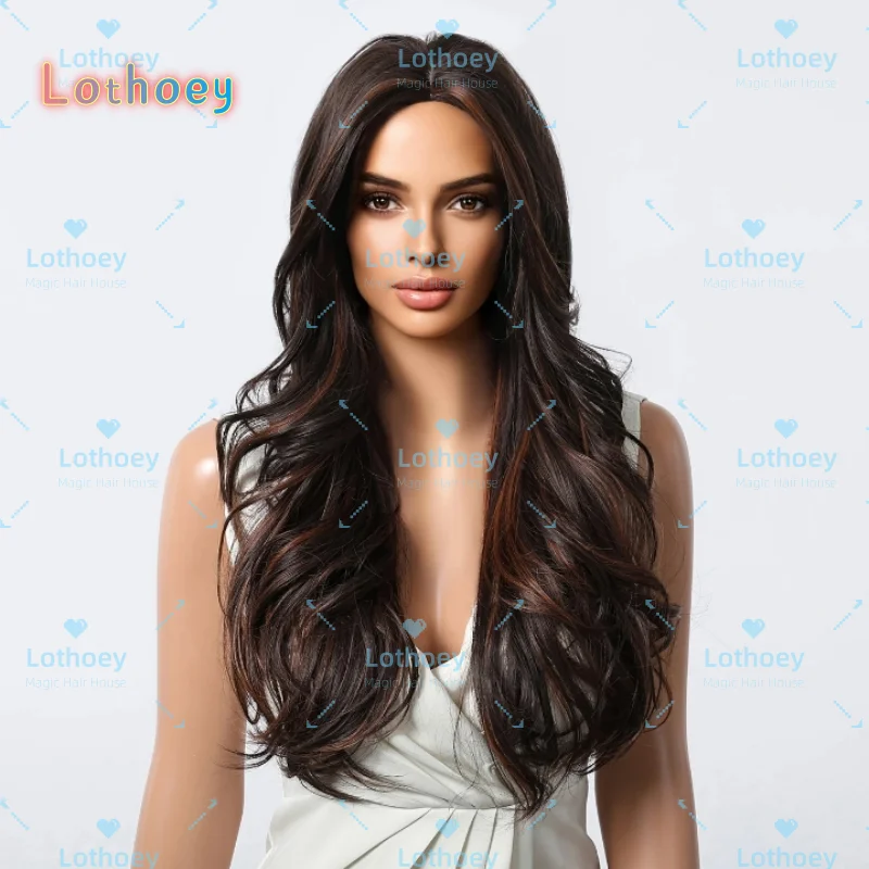 Ombre Deep Brown to Dark каштановая вьющаяся волна, для надежной посадки, без челки, средняя часть, элегантный стиль отпуска, шиньон для женщин Hi