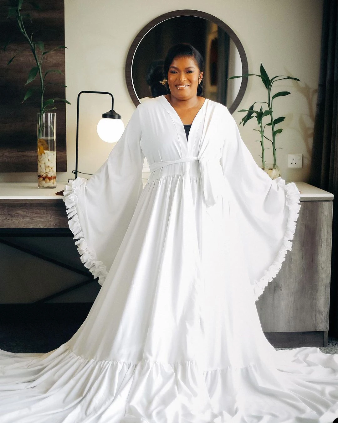 Plus size vestido de noiva robe maxi lingerie pijama de casamento feminino boudoir roupão de banho renda vestido de maternidade para babyshower