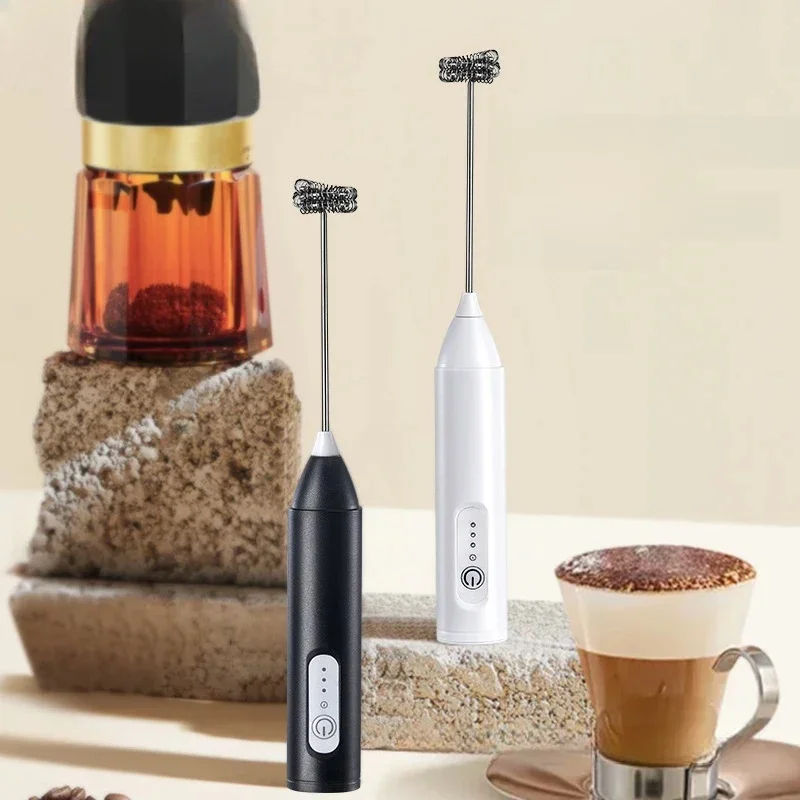 Bezprzewodowe elektryczne spieniacze do mleka USB ładowanie 3 prędkości ręczny spieniacz do mleka Mini Blender do kawy Cappuccino urządzenie do wytwarzania piany trzepaczka — zdjęcie 2