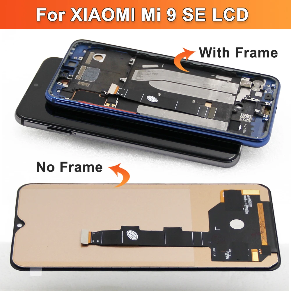 100% Test For Xiaomi MI9SE Mi9 Se LCD Display Screen Touch Screen Digitizer With Frame Replacement For MI 9Se Display