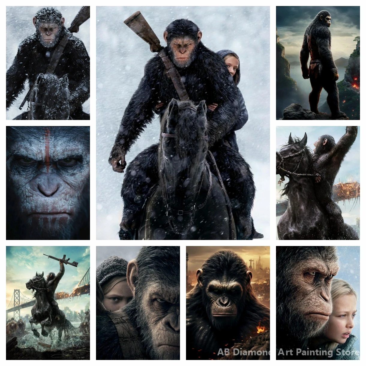 

Rise of the Planet of the Apes Movie AB Diamond Painting Mosaic Painting Kit Diamond Embroidery 5D DIY Handmade Home Decor Gift