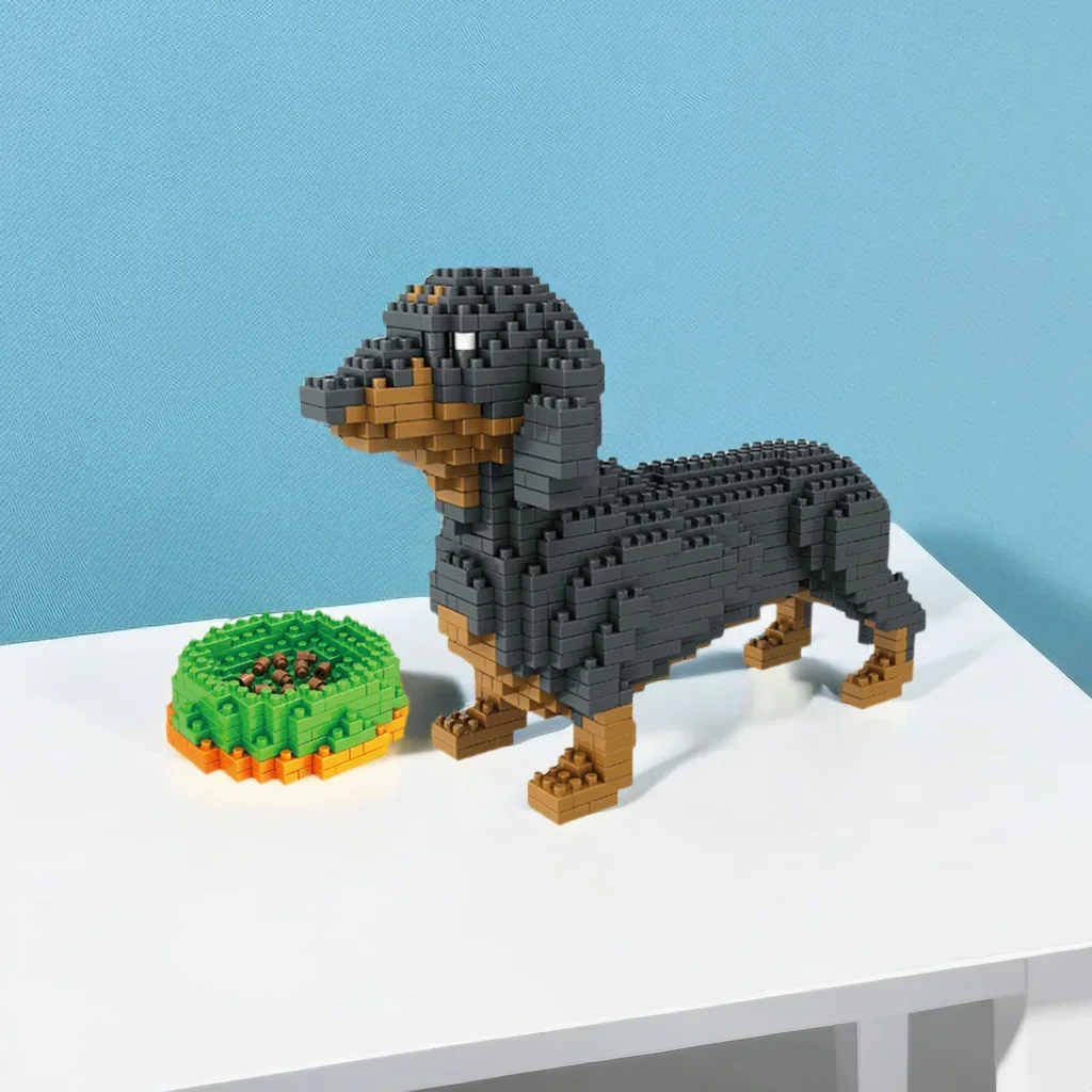 Jouet de bloc de construction pour chien mini teckel ultra mignon : cadeau préféré, qualité exceptionnelle, expérience d'assemblage amusante pour les enfants